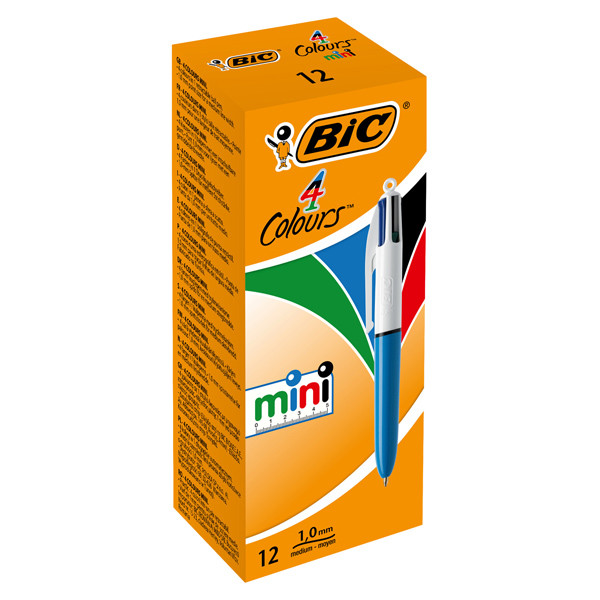 Penna a sfera scatto multifunzione 4 Colours Mini - punta 1,0mm - nero, blu, rosso, verde - Bic - conf. 12 pezzi
