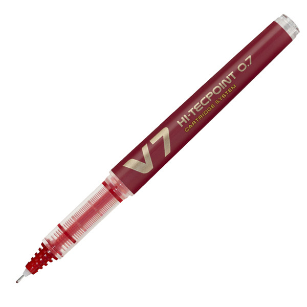 Roller Hi Tecpoint V7 ricaricabile con cappuccio - punta 0,70mm - rosso - Pilot