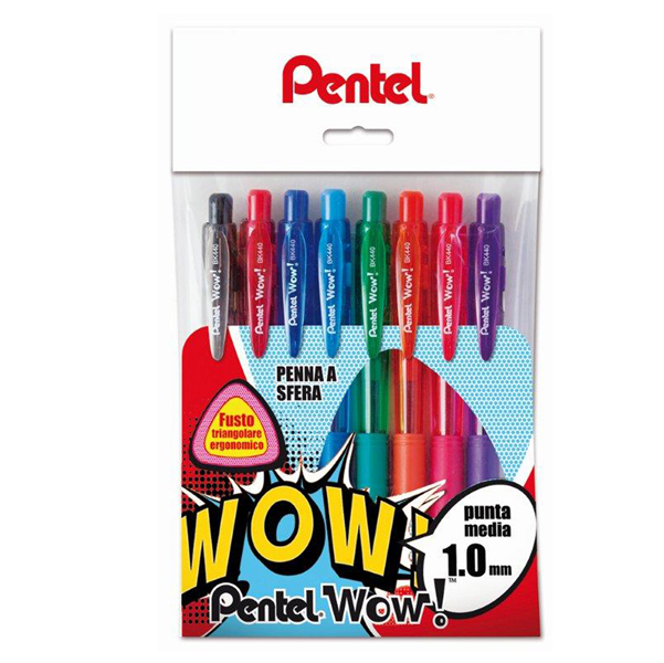 Penna a sfera a scatto Feel It - punta 1,0mm - 8 colori - Pentel - astuccio 8 penne