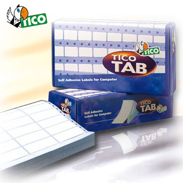 Etichette a modulo continuo Tico TAB 3 102x36,2 mm - corsia tripla - permanente - bianco - Tico - scatola da 12000 etichette