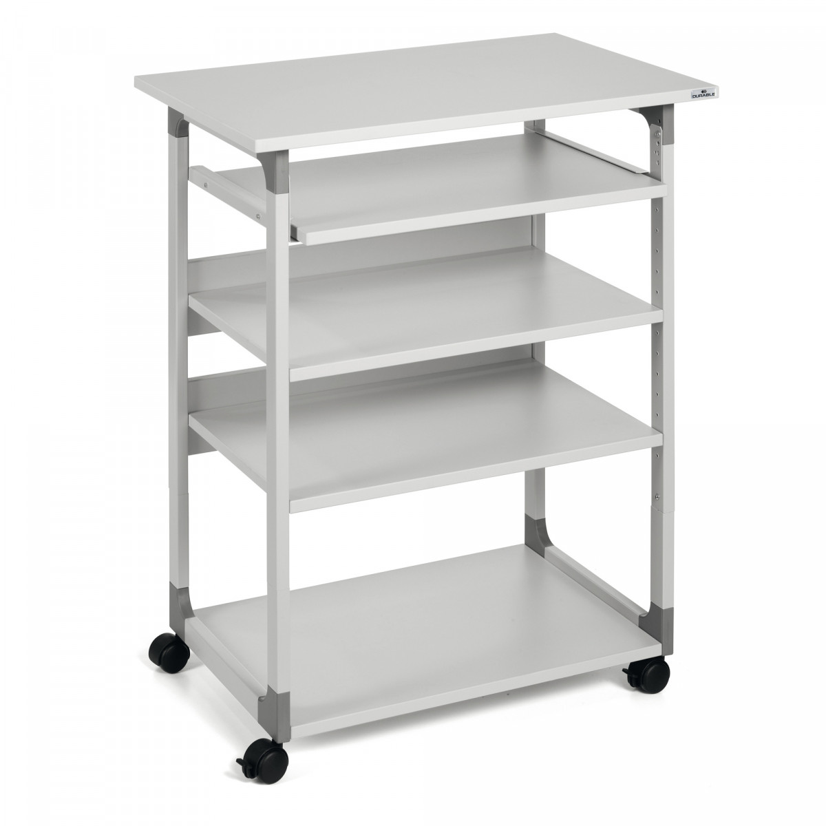 Pc Workstation System 75 VH - con ruote - 5 ripiani - 75 x 53,4 x 95/125 cm - grigio - Durable