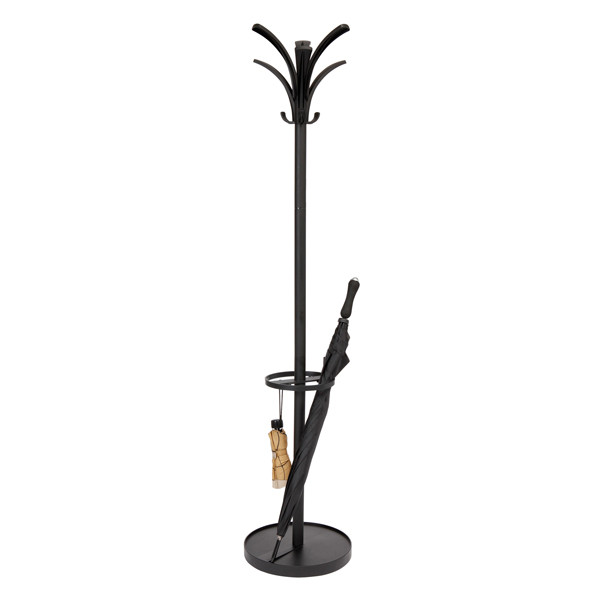 Appendiabiti - con portaombrelli - 6 posti - 175 x 38 cm - nero - Alba