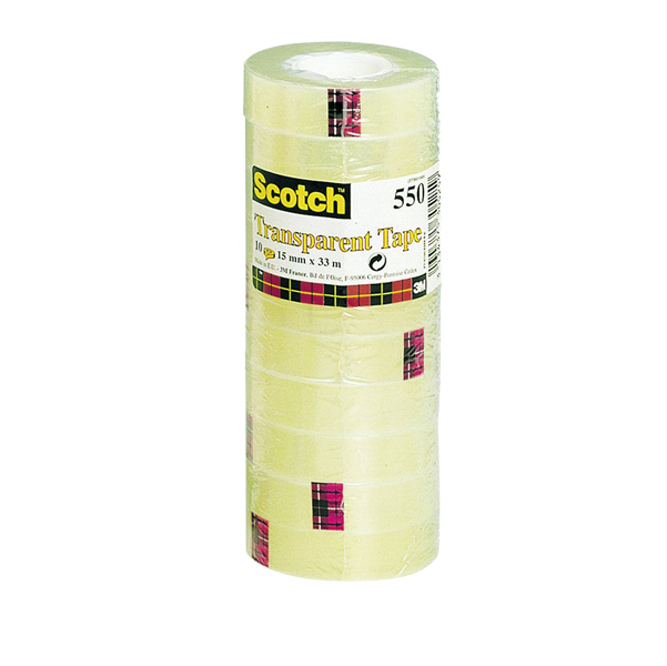 Nastro adesivo Scotch  550 - 19 mm x 33 mt - trasparente - Scotch  -  torre 8 rotoli