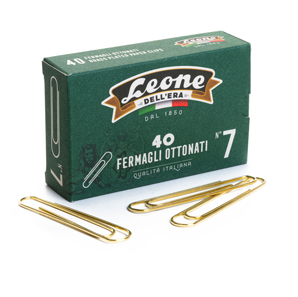 Fermagli ottonati supergiganti - lunghezza 75 mm - n. 7 - oro - Leone - conf. 40 pezzi