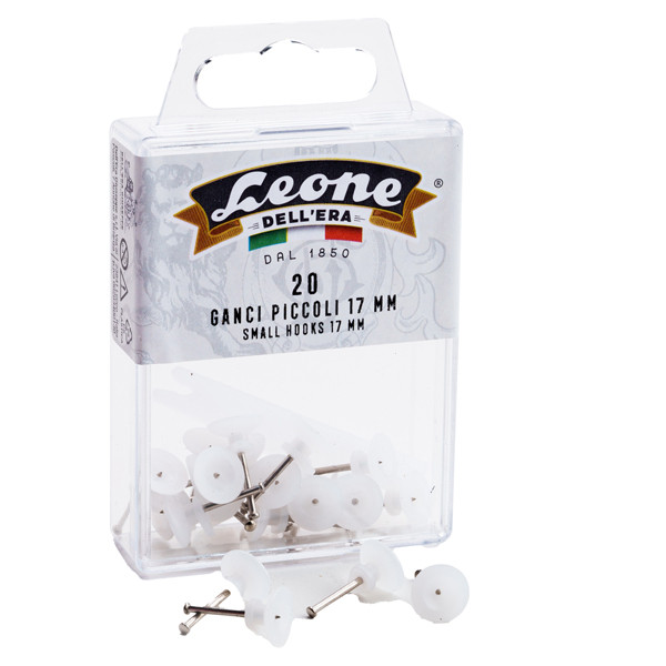 Ganci per quadri &ndash;  con spilli assortiti - 1,7 cm - trasparente - Leone &ndash; conf. 20 pezzi