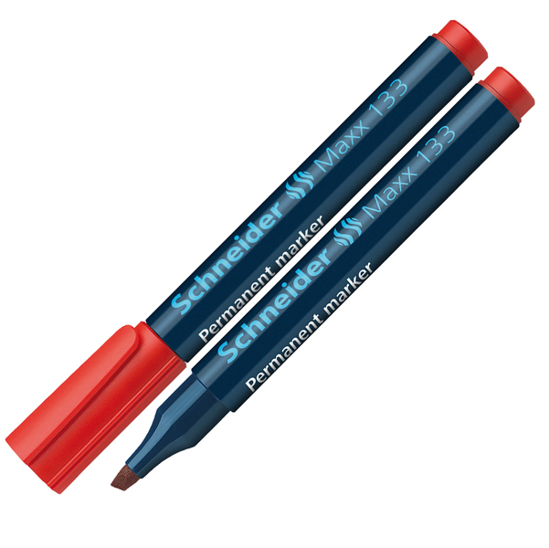 Marcatore permanente Maxx 133 - punta a scalpello - tratto 1,00-4,00mm - rosso - Schneider
