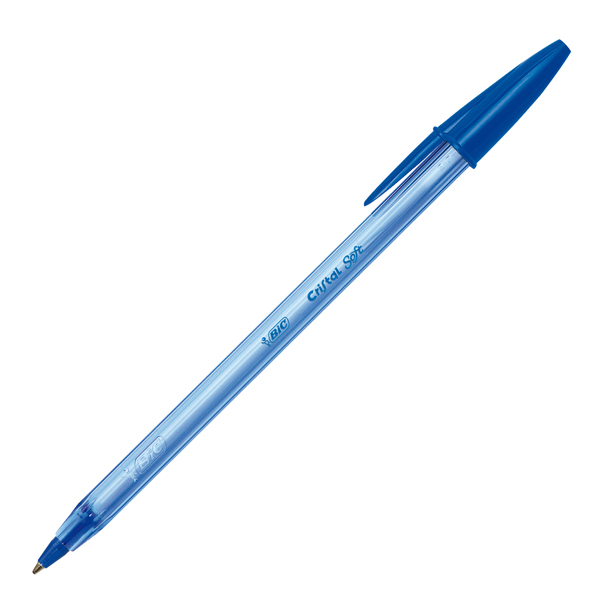Penna a sfera con cappuccio Cristal Soft - punta 1,2mm - blu - Bic - conf. 50 pezzi