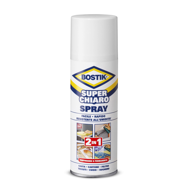 Bostik Superchiaro Colla Spray - removibile/permanente - 500 ml - trasparente - Bostik