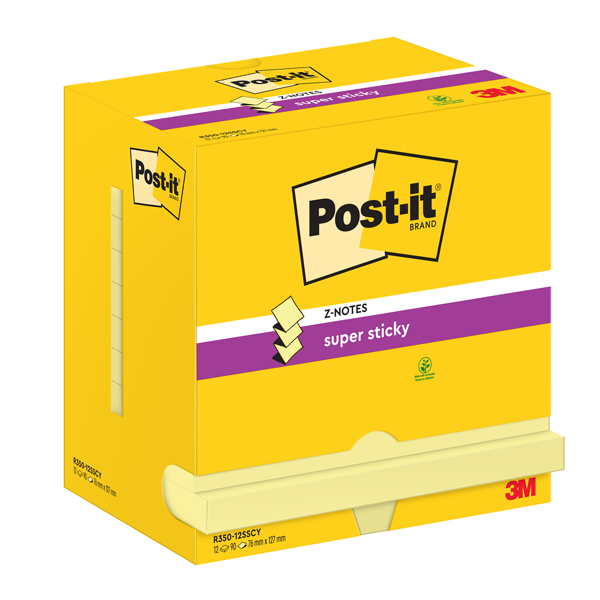 Blocco Post it Super Sticky Z Notes - R350-123SS-CY - 76 x 127 mm - giallo Canary - 90 fogli - Post it