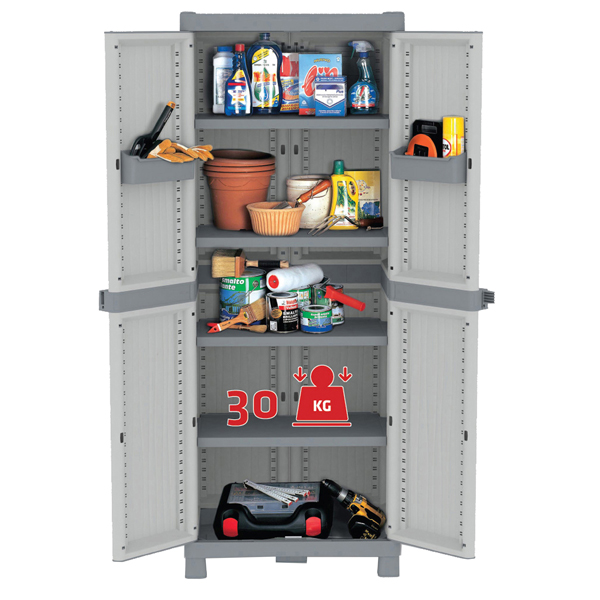 Armadio Domino Wave - PPL - a 2 ante - base 2700 - 70x43,8x181,8 cm - grigio - Terry