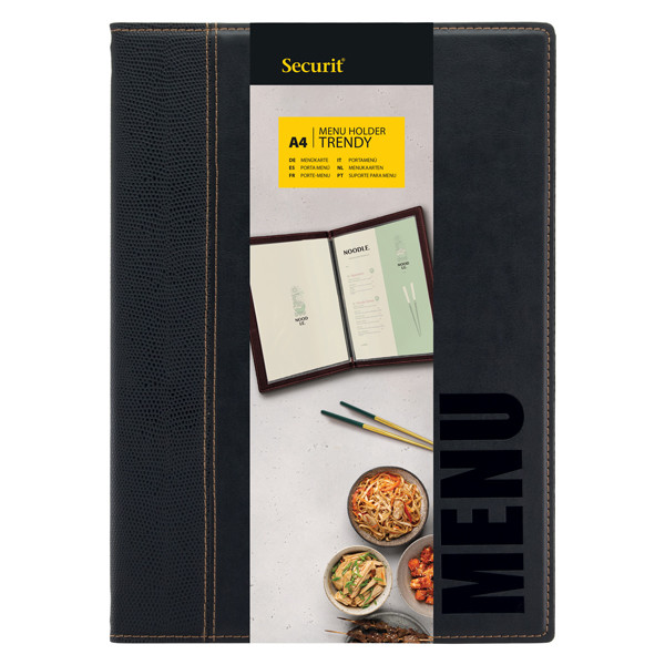 Portamen&ugrave; Trendy - 1 inserto doppio incluso - A4 - 24 x 34 cm - nero - Securit