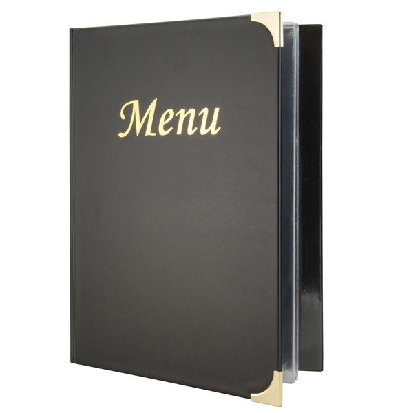 Portamen&ugrave; Basic - A4 - 31,5 x 24 cm - PVC - nero - 4+2 buste fisse incluse - Securit