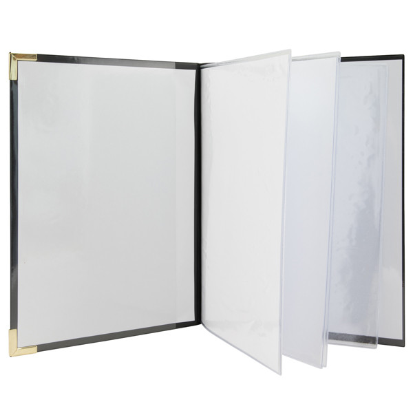 Portamen&ugrave; Basic - A4 - 31,5 x 24 cm - PVC - nero - 4+2 buste fisse incluse - Securit