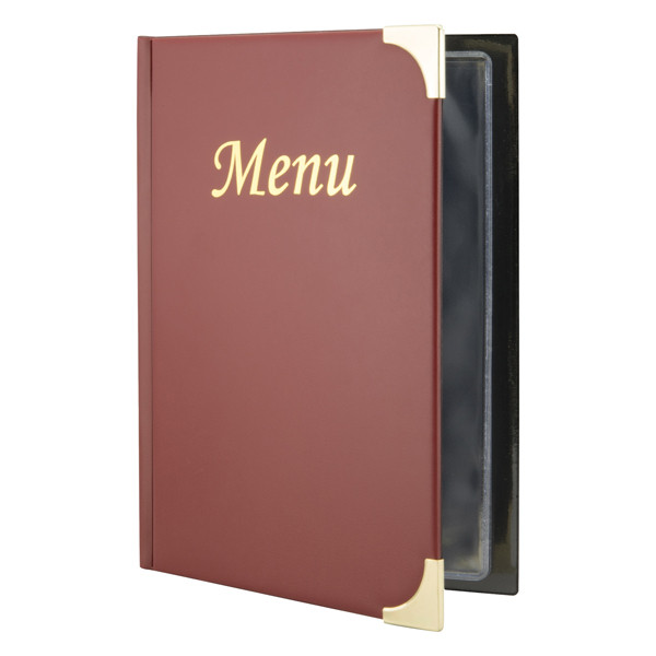 Portamen&ugrave; Basic - A5 - 23,7 x 17 cm - PVC - bordeaux - 4+2 buste fisse incluse - Securit