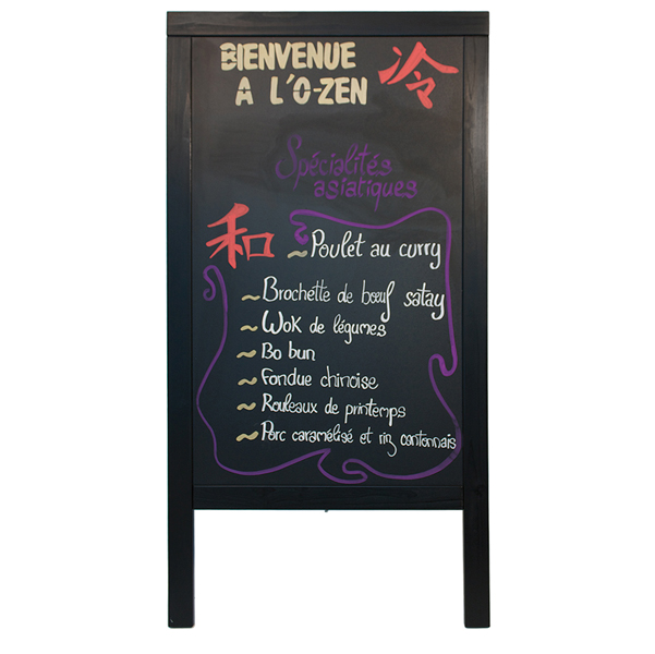 Lavagna Sandwich - cavalletto nero - 69x125 cm - Securit