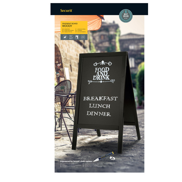 Lavagna Sandwich - cavalletto nero - 69 x 125 cm - Securit