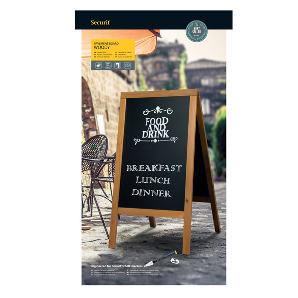 Lavagna Sandwich - cavalletto Teak - 69 x 125 cm - Securit