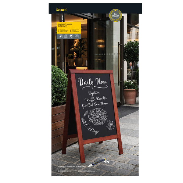Lavagna Sandwich - cavalletto mogano - 71 x 135 cm - Securit