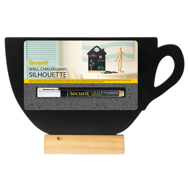 Lavagna da tavolo Silhouette - 33,5 x 21,5 cm - forma tazza - nero - Securit