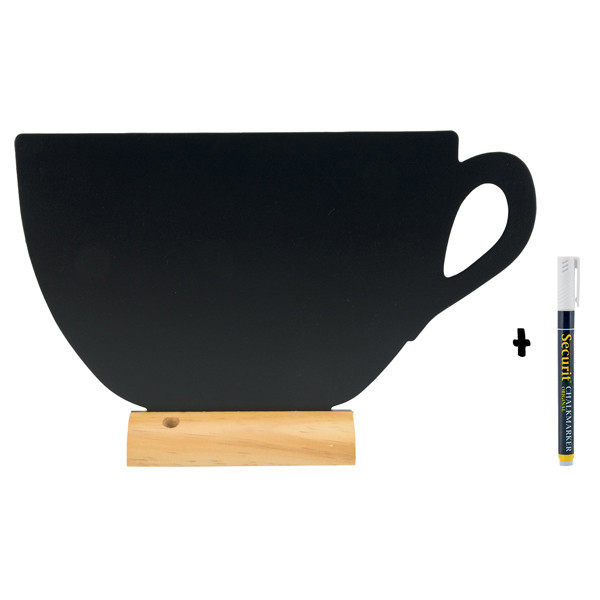 Lavagna da tavolo Silhouette - 33,5 x 21,5 cm - forma tazza - nero - Securit
