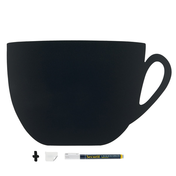 Lavagna da parete Silhouette - 44,5 x 30 cm - forma tazza - nero - Securit