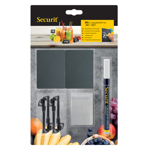 Targhette - 5,2 x 7,4 cm (A8) - nero - Securit - set 20 pezzi