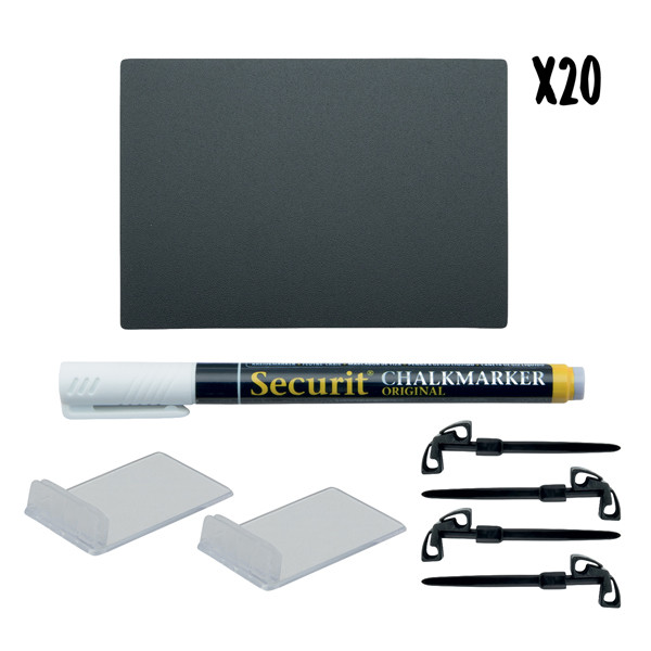Targhette - 5,2 x 7,4 cm (A8) - nero - Securit - set 20 pezzi