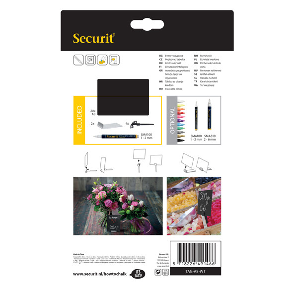 Targhette - 5,2 x 7,4 cm (A8) - nero - Securit - set 20 pezzi