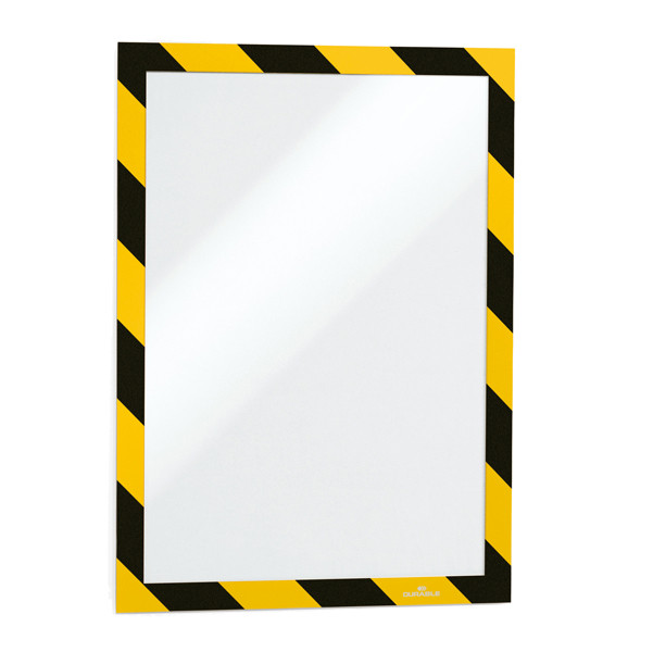 Cornice Duraframe Security - adesiva - pannello magnetico - A4 (21 x 29,7 cm) - giallo/nero - Durable