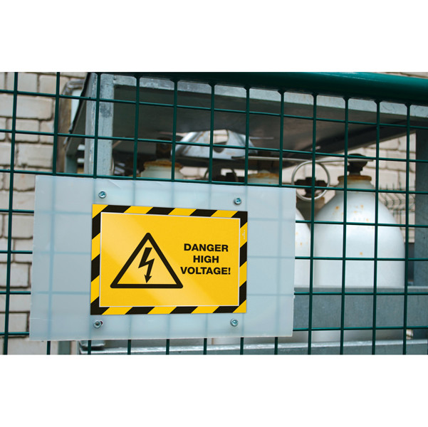 Cornice Duraframe Security - adesiva - pannello magnetico - A4 (21 x 29,7 cm) - giallo/nero - Durable