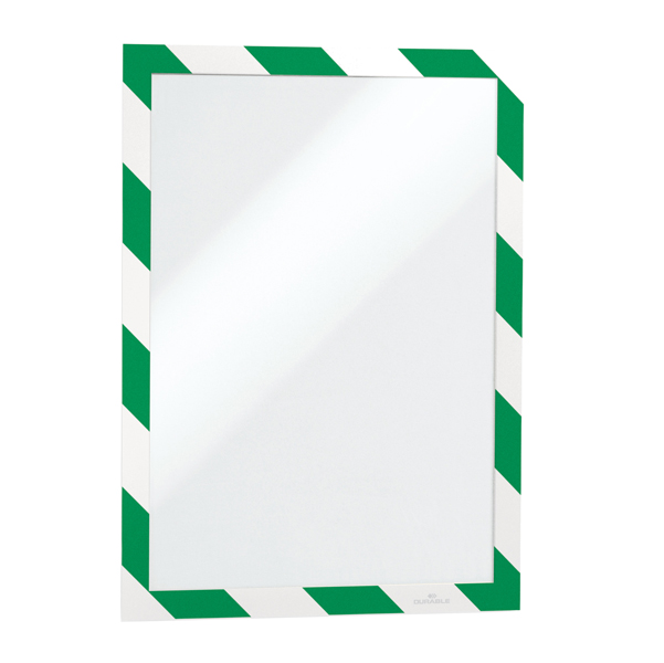Cornice adesiva Duraframe  Security A4 - pannello magnetico - 21 x 29.7 cm - verde/bianco - Durable