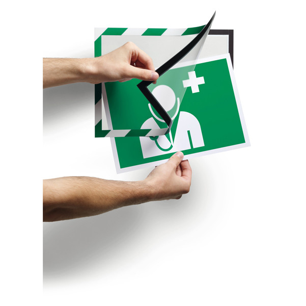 Cornice Duraframe Security - adesiva - pannello magnetico - A4 (21 x 29,7 cm) - verde/bianco - Durable