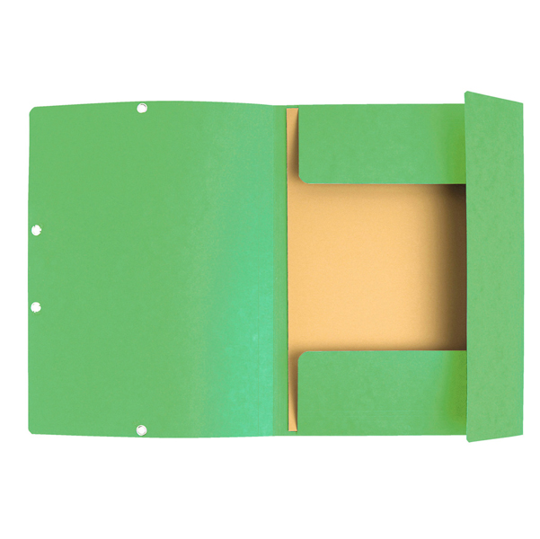Cartellina con elastico - cartoncino lustrE' - 3 lembi - 400 gr - 24x32 cm - verde tiglio - Exacompta