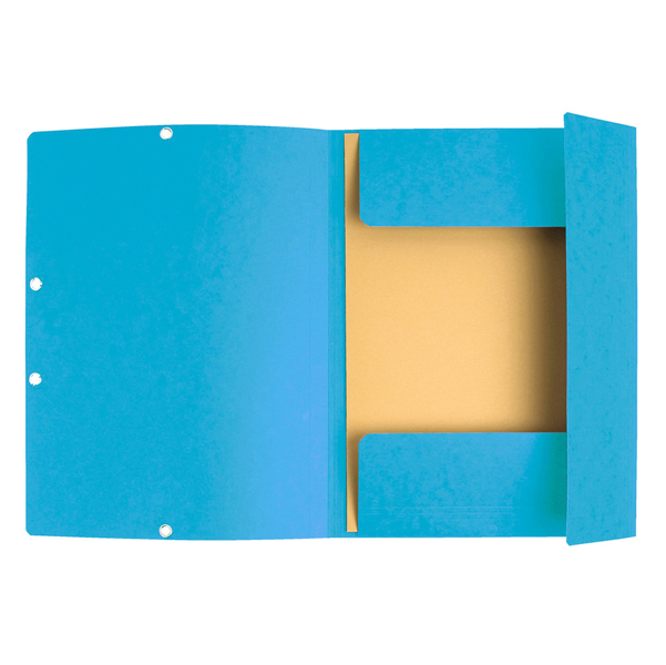 Cartellina con elastico - cartoncino lustrE' - 3 lembi - 400 gr - 24x32 cm - turchese - Exacompta