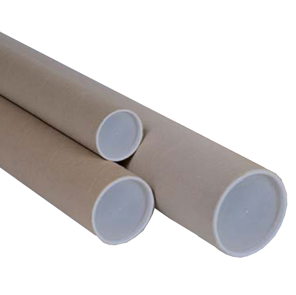 Tubo in cartone avana - doppio tappo trasparente - altezza 100 cm - diametro 10 cm - Polyedra