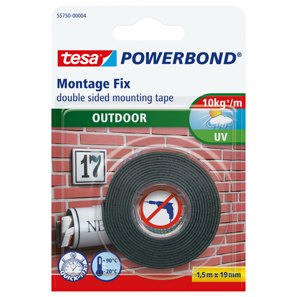 Nastro biadesivo Tesa  Powerbond - per esterni - 19 mm x 1,5 mt - bianco - Tesa