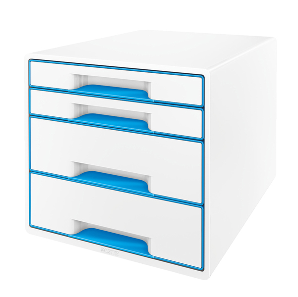 Cassettiera 4 cassetti bianco/azzurro leitz cube