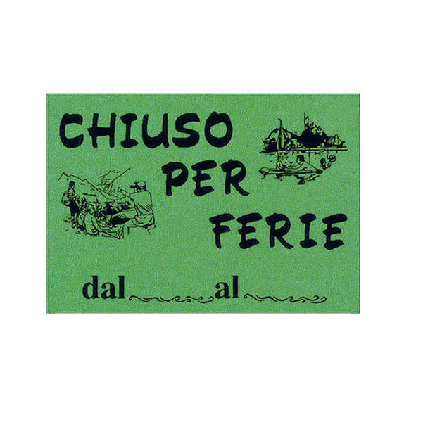 Cartello in cartoncino CHIUSO PER FERIE - 16x23 cm - giallo - CWR
