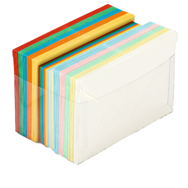 Scatola 100 cartoncini (200gr) + 100 buste (90gr) - arcobaleno - formato 4 - Favini