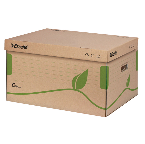 Scatola container EcoBox - 34,5x43,9x24,2cm - apertura superiore - avana - Esselte