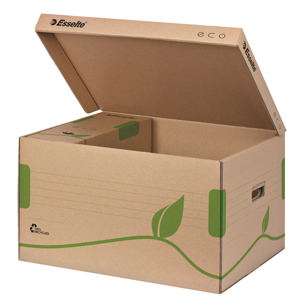 Scatola container EcoBox - 34,5x43,9x24,2cm - apertura superiore - avana - Esselte