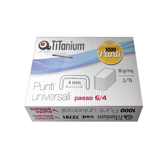 Punti universali - 6/4 - acciaio-zinco cromato - metallo - Titanium - conf. 1000 punti