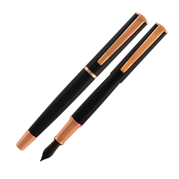 Penna Stilografica Impressa - punta M - nero/rosegold - Monteverde