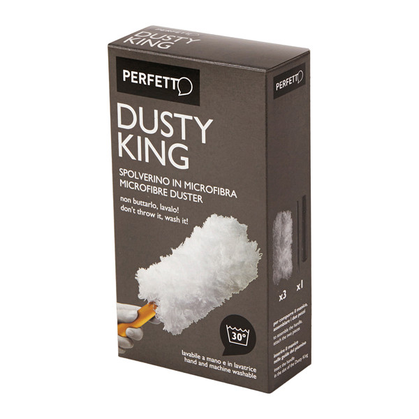 Spolverino Dusty King - microfibra - 3 ricambi inclusi - bianco/nero - Perfetto