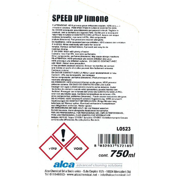 Detergente multiuso Speed Up Limone - Alca - trigger da 750 ml