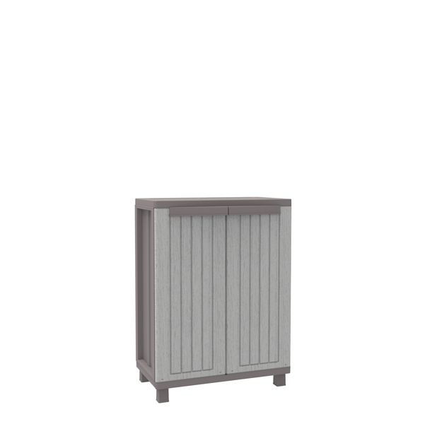 Armadietto JWood 68 - 2 ante - PPL - effetto legno - 68x37,5x91,5 cm - grigio tortora - Terry