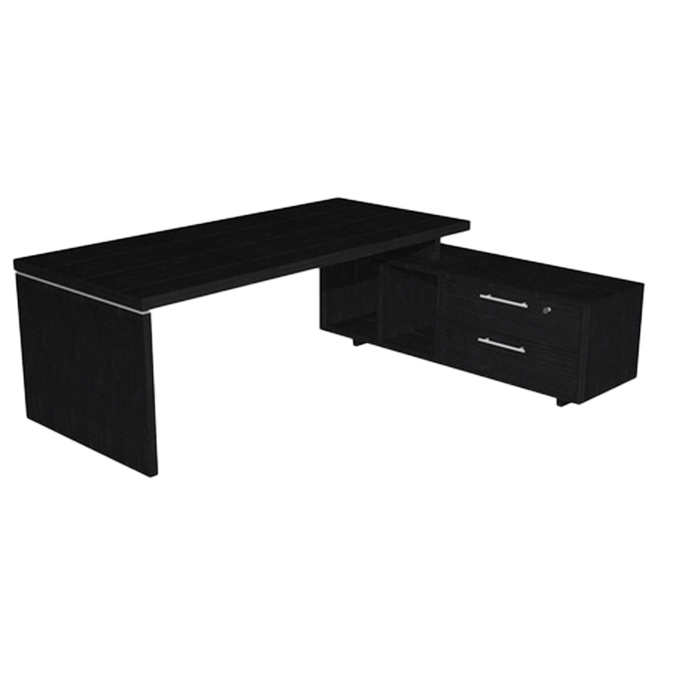 Scrivania Manager Prestige - 210x90x74 cm - con mobile servizio reversibile - nero venato - Artexport