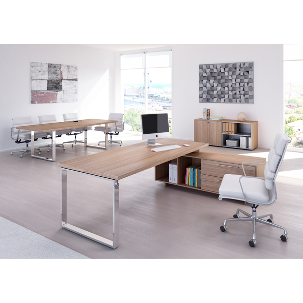 Scrivania Manager Prestige Metal - 210x90x74 cm - con mobile servizio reversibile - ciliegio arabis - Artexport