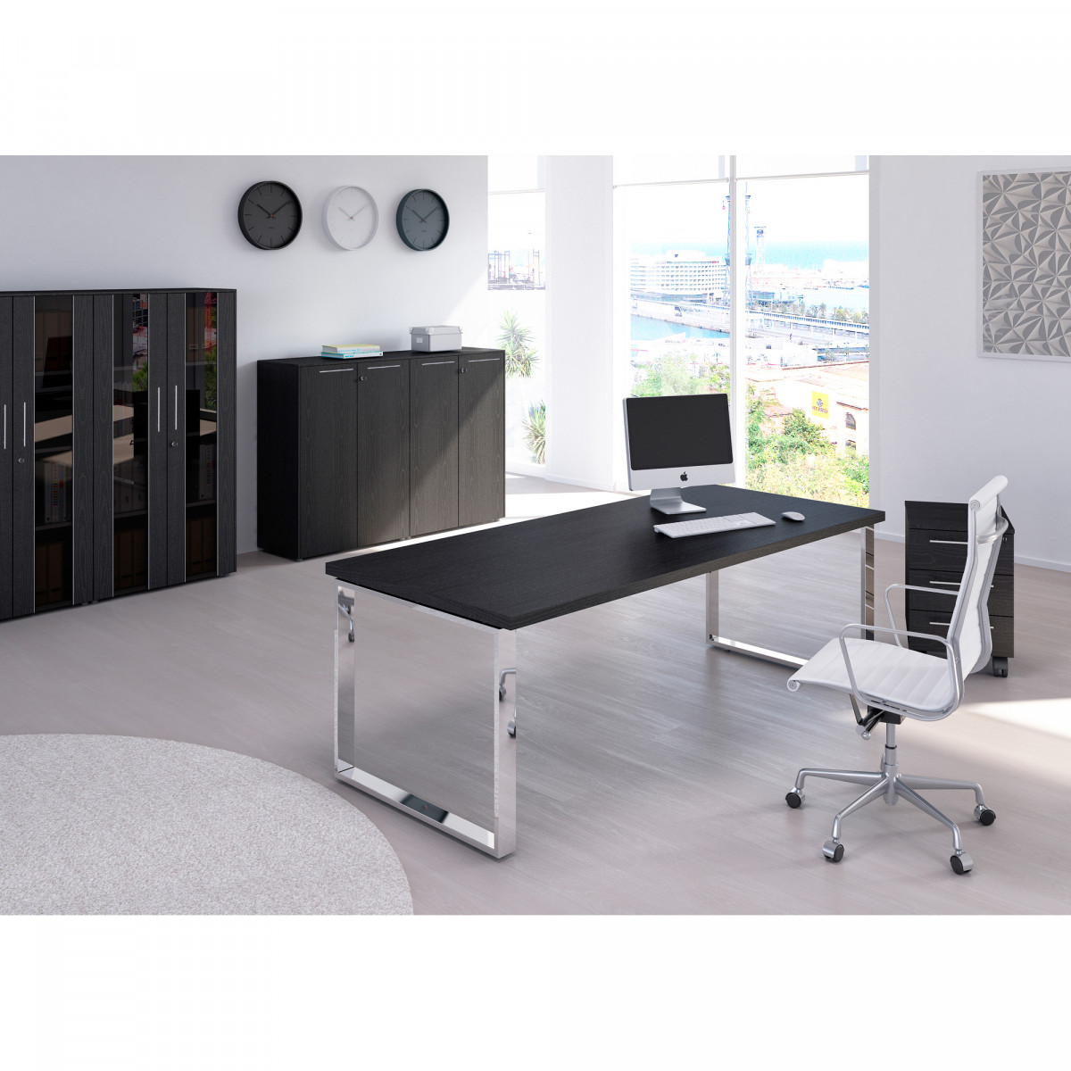 Scrivania direzionale Prestige Metal - 180 x 90 x 74 cm - nero venato