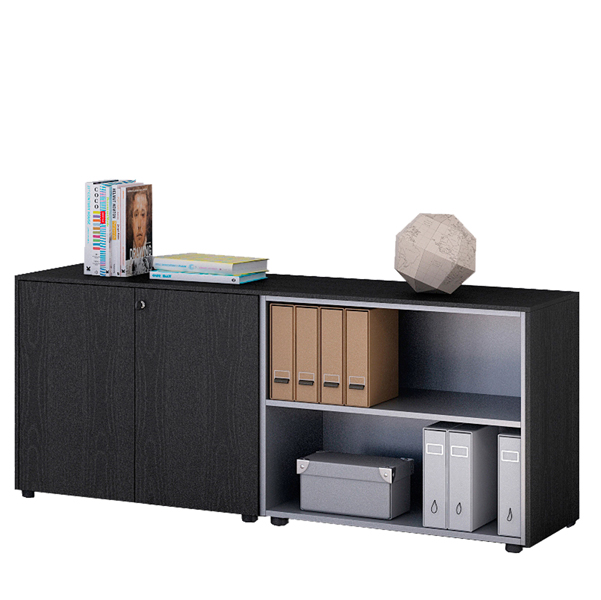 Coppia Prestige - mobili bassi a giorno - 162,8x43x81,4 cm - nero venato - Artexport